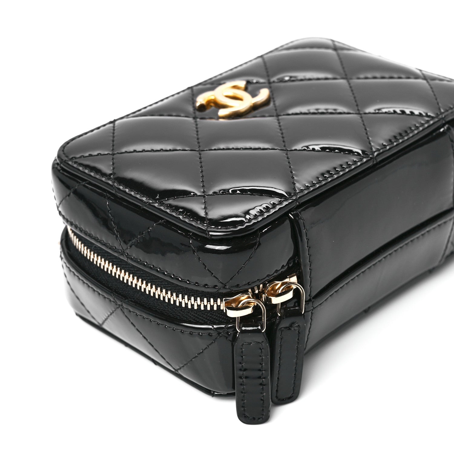 Chanel Patent Quilted Mini Pick Me Up Vanity Case Black 10 of 11