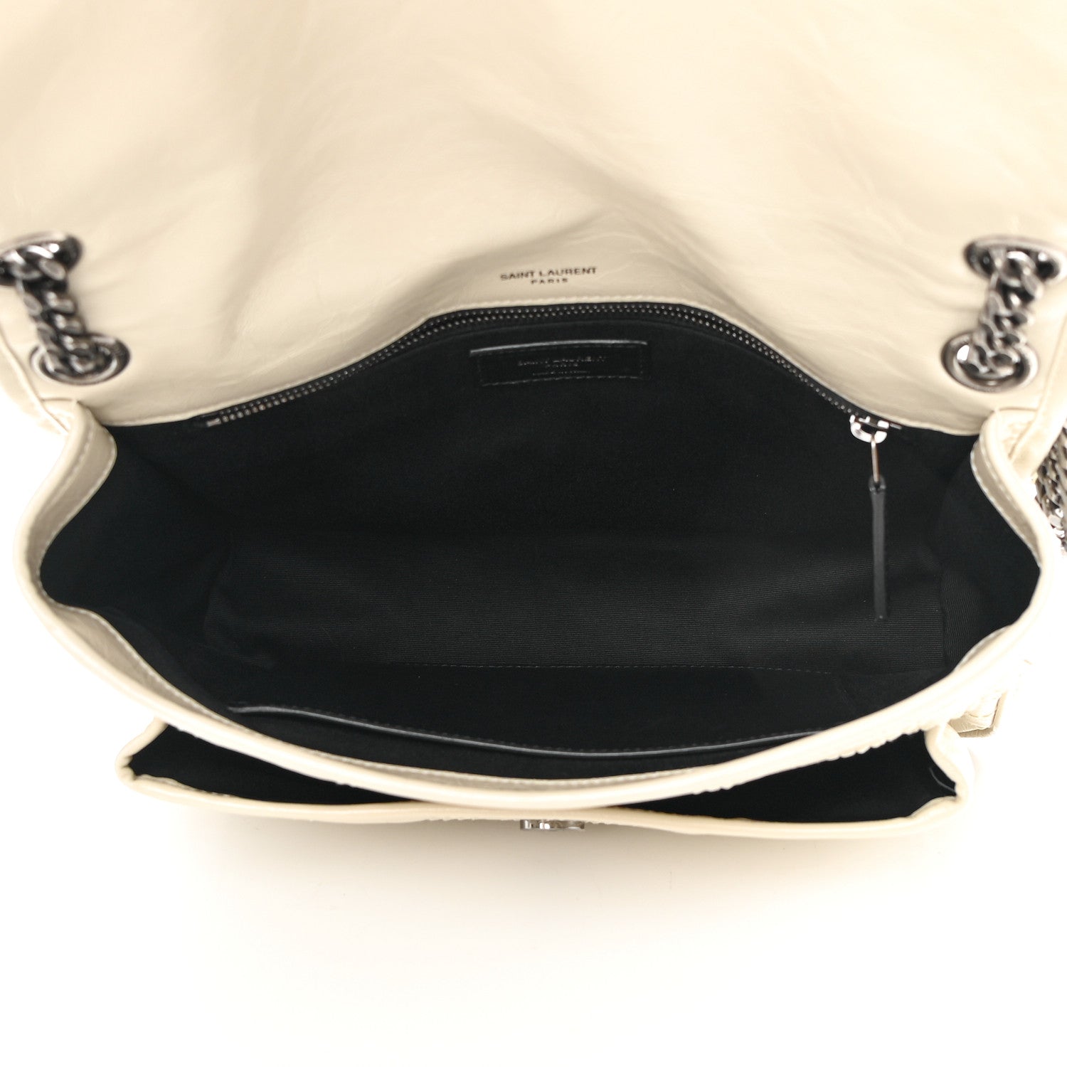 Saint Laurent Crinkled Calfskin Matelasse Monogram Medium Niki Chain Satchel Ivory 5 of 12