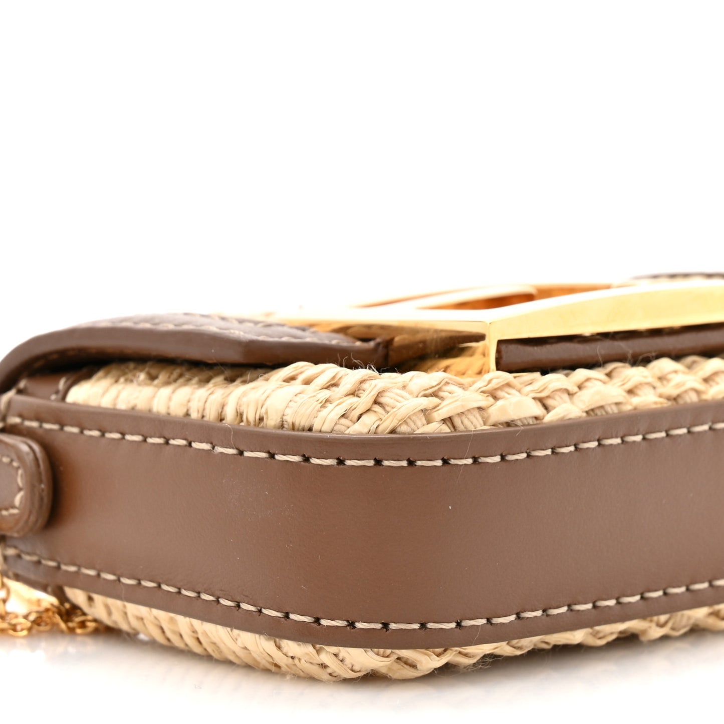 Macrame Crochet Vitello Grace Nano Maxi Buckle Baguette Charm Natural Gianduia