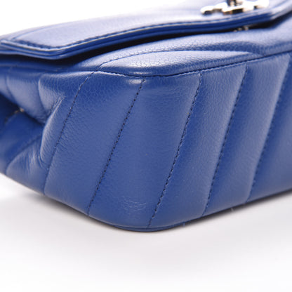 Chanel Caviar Chevron Quilted Small Single Flap Blue 10 of 13