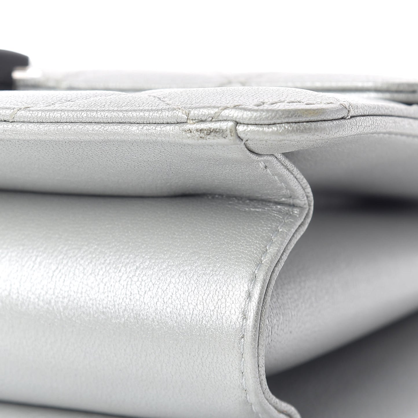 Metallic Sheepskin Quilted Beauty Lock Flap Silver