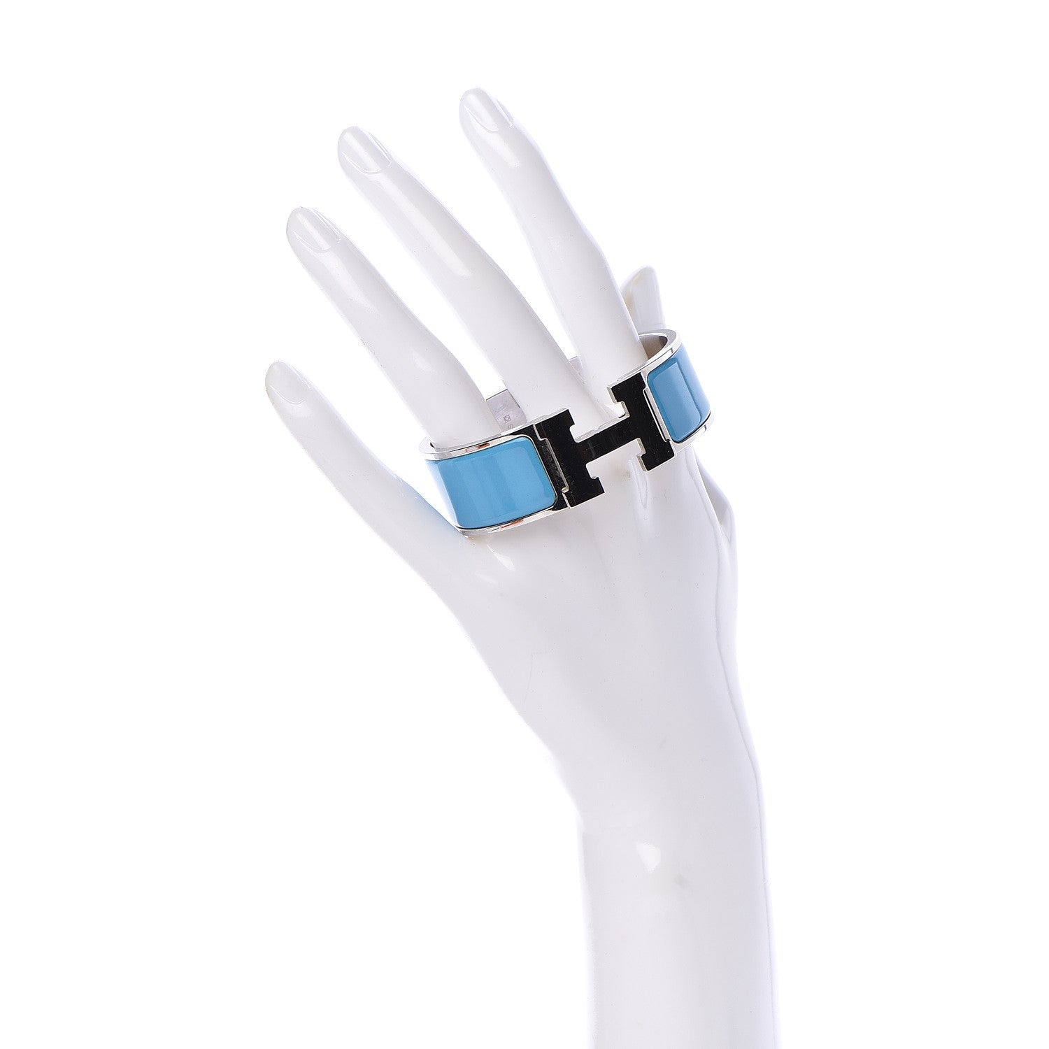 Hermes Enamel Wide Clic Clac H Bracelet PM Bleu Azure 2 of 6