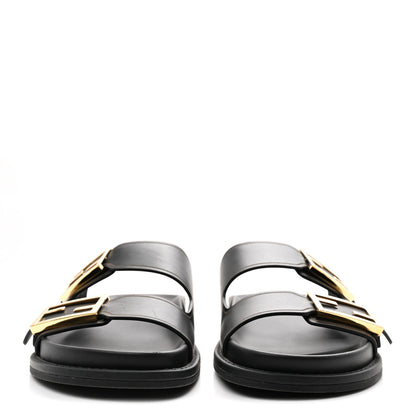 Fendi Vitello Fendi Feel Buckled Slide Sandals 37 Black 3 of 9