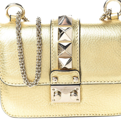 Valentino Garavani Metallic Vitello Small Glam Lock Rockstud Flap Gold 15 of 15