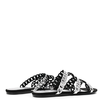 Hermes Metallic Nappa Suede Chaine d'Ancre Nude Sandals 39 Black Gris Argente 7 of 14