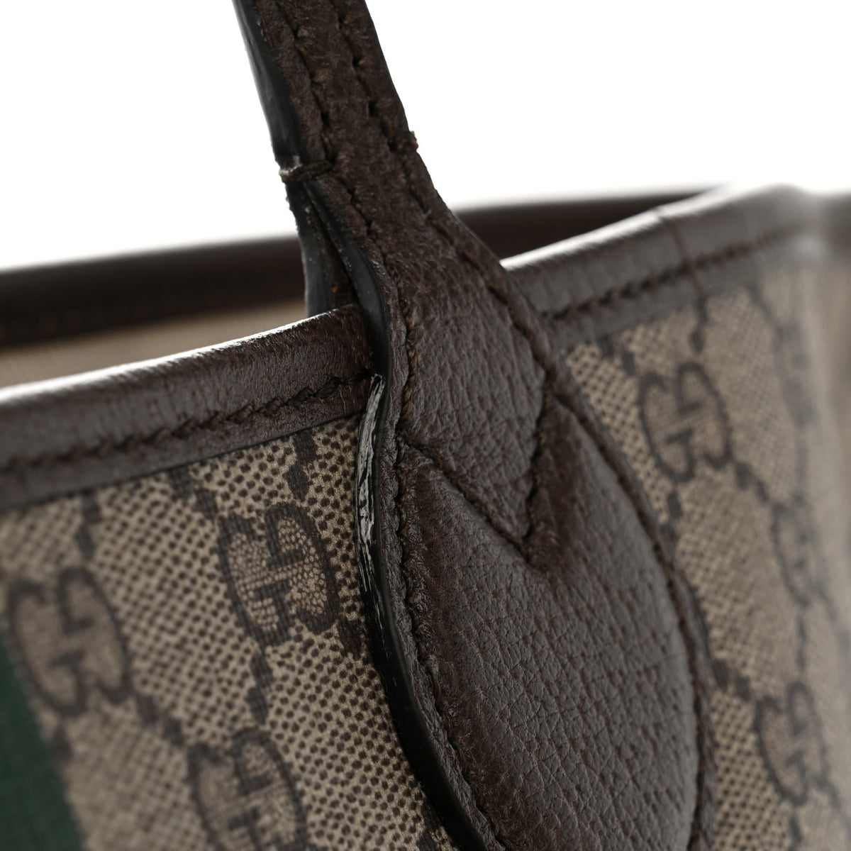 GG Supreme Monogram Textured Dollar Calfskin Web Large Ophidia Tote Beige Ebony New Acero
