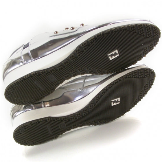 Fendi Metallic Calfskin Sneakers 40 Argento 5 of 8