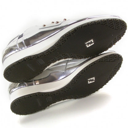 Fendi Metallic Calfskin Sneakers 40 Argento 5 of 8
