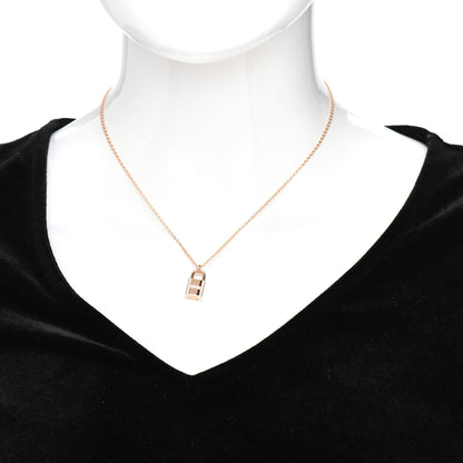 Hermes 18K Rose Gold Diamond Amulettes Cadenas Pendant Necklace 2 of 5