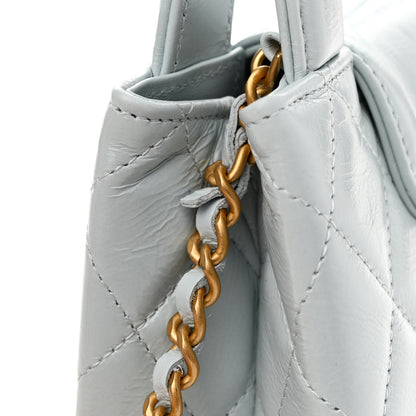 Chanel Shiny Aged Calfskin Quilted Nano Kelly Shopper Light Blue 11 of 12