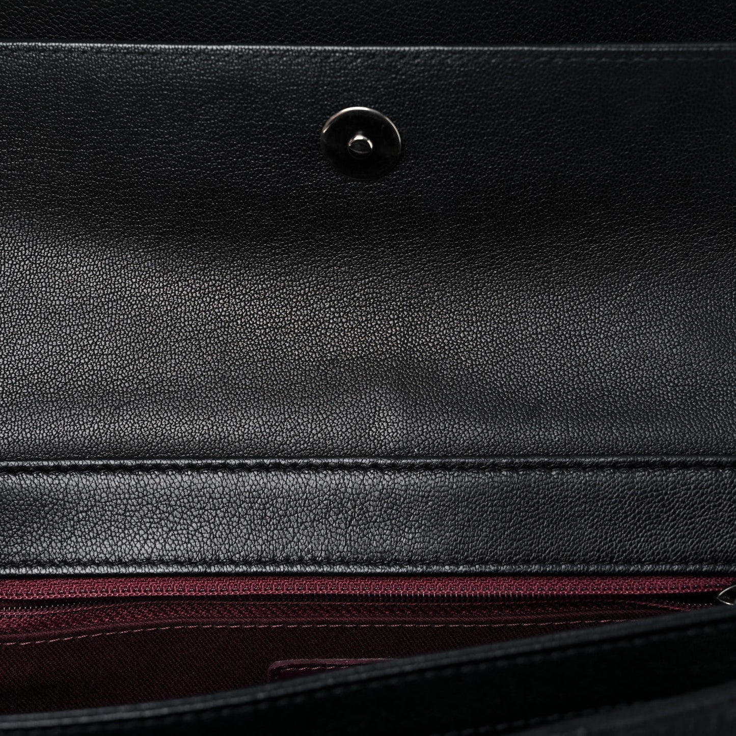 Goatskin Quilted Large Perfect Edge Flap Black