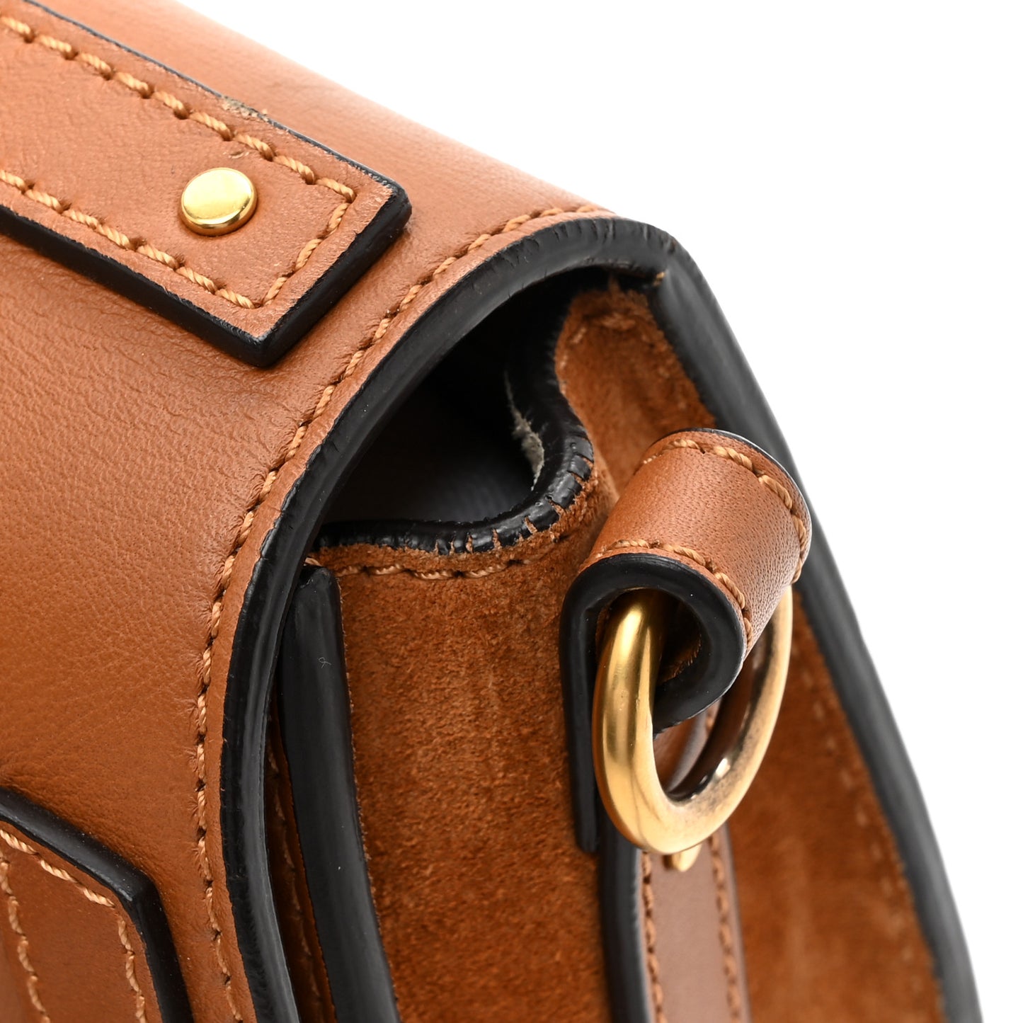 Calfskin Suede Small Nile Bracelet Bag Caramel