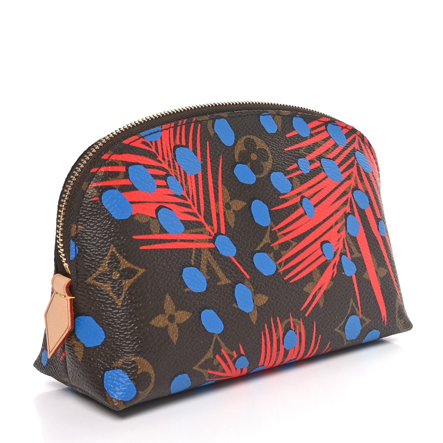 Louis Vuitton Monogram Jungle Dots Cosmetic Pouch Coquelicot Denim 3 of 9