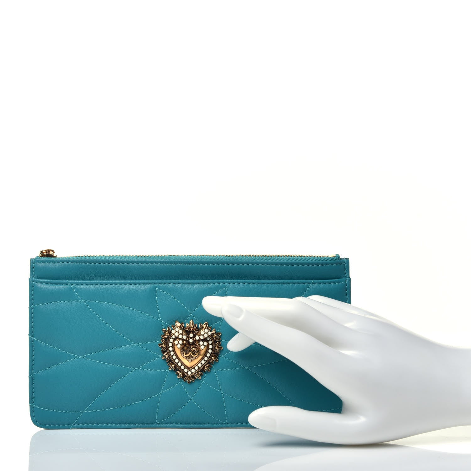 Dolce & Gabbana Nappa Matelasse Large Devotion Card Holder Acqua 2 of 6