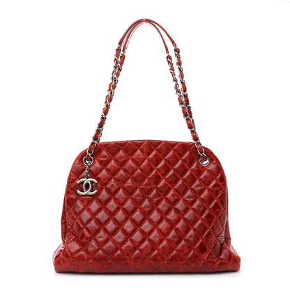 Chanel Glazed Calfskin Quilted Large Just Mademoiselle Bowling Bag Red 1 of 12