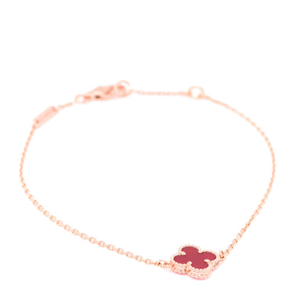 Van Cleef & Arpels 18K Rose Gold Carnelian Sweet Alhambra Bracelet 1 of 6