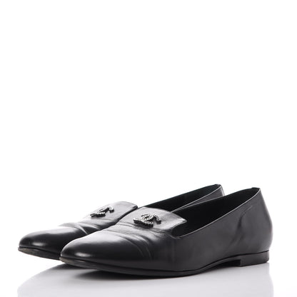 Chanel Lambskin CC Loafers 36.5 Black 3 of 13