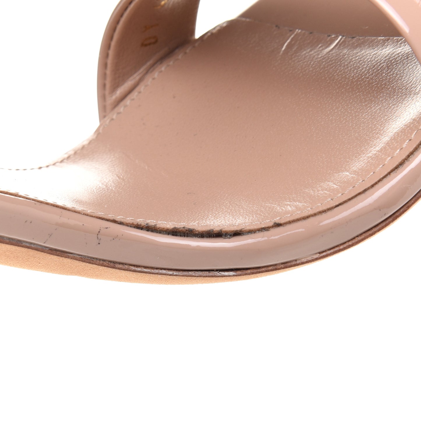 Patent Calfskin Amber 105 Ankle Strap Sandals 35 Beige