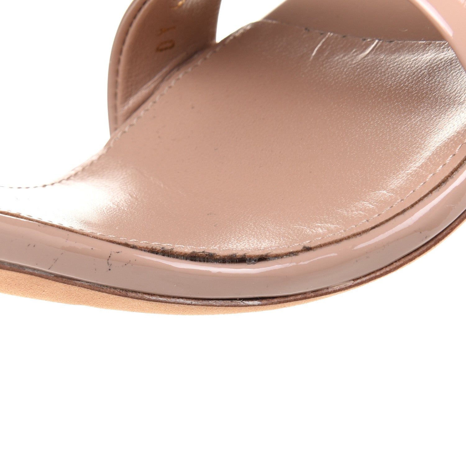 Saint Laurent Patent Calfskin Amber 105 Ankle Strap Sandals 35 Beige 9 of 10