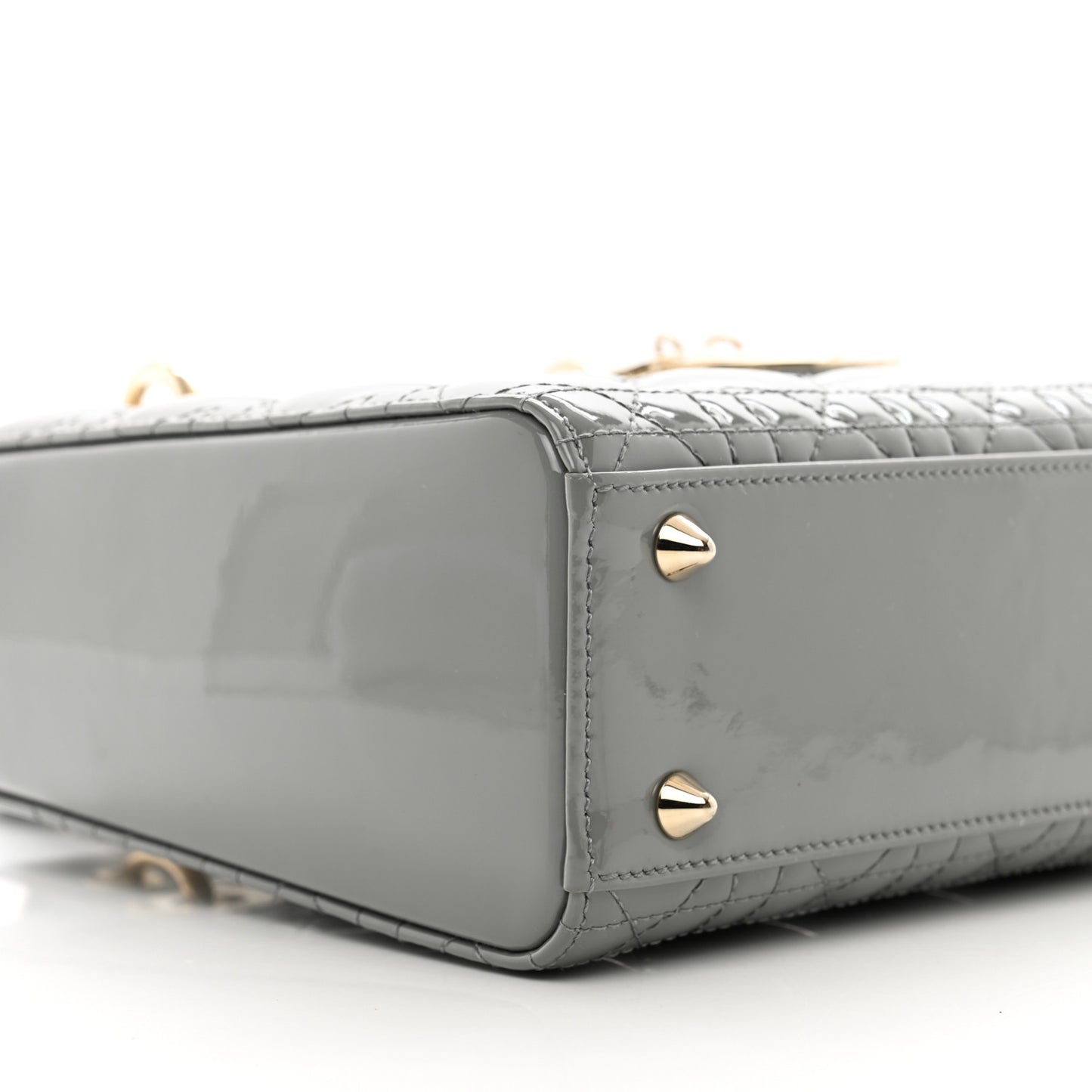Patent Cannage Small Lady Dior Grey