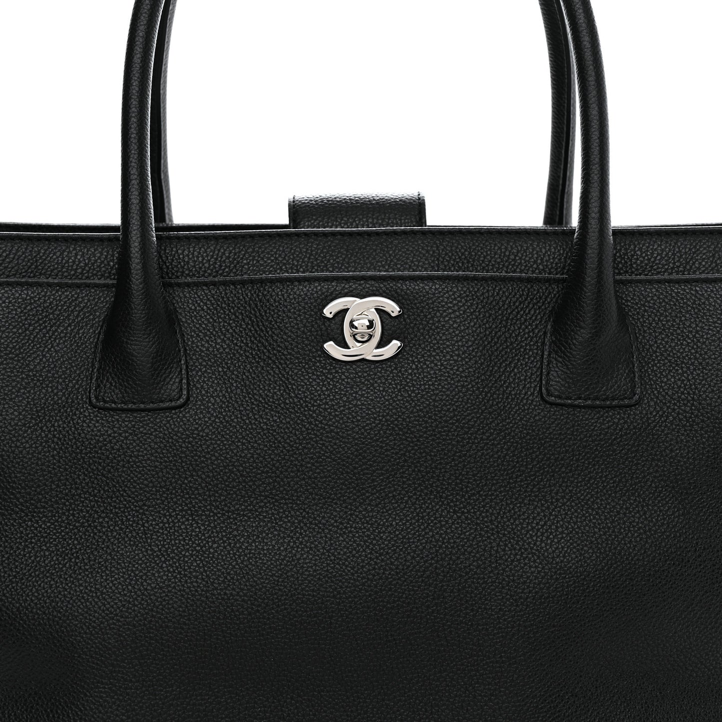 Calfskin Cerf Executive Shopper Tote Black