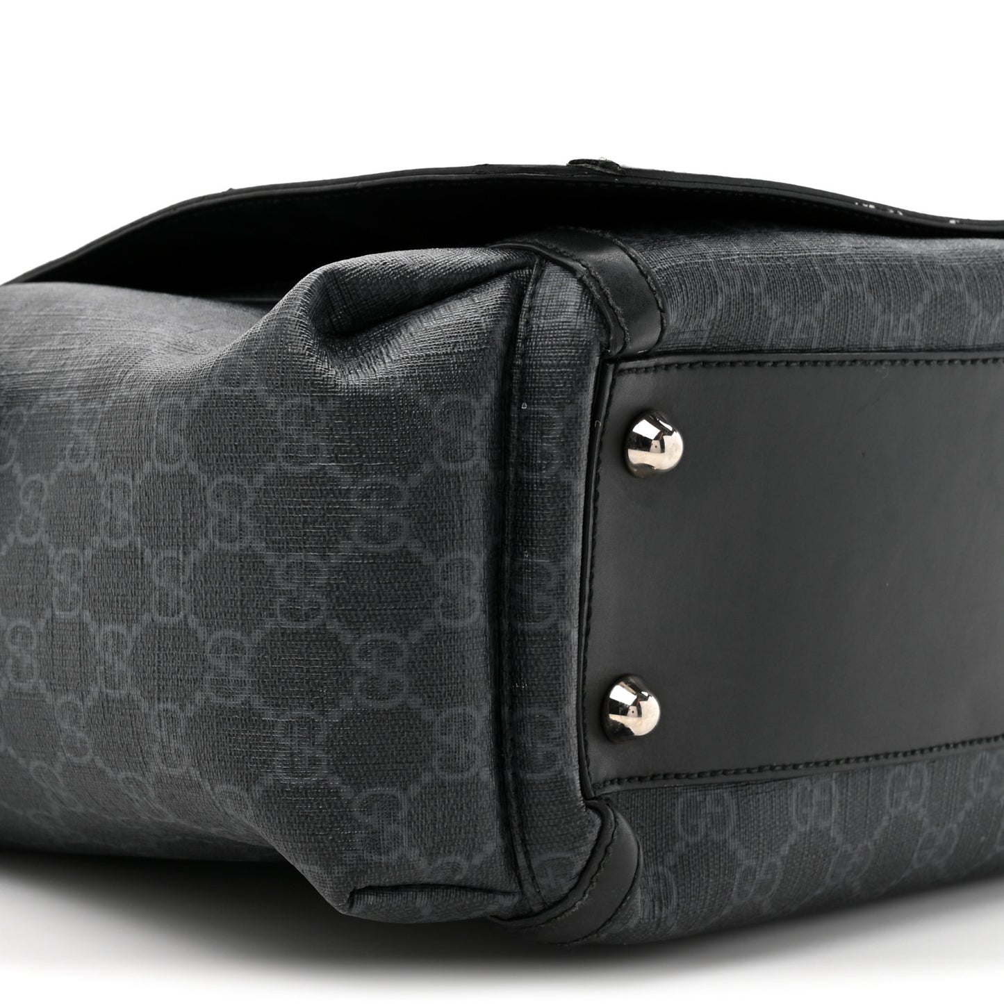GG Supreme Monogram Web Messenger Diaper Bag Black Grey