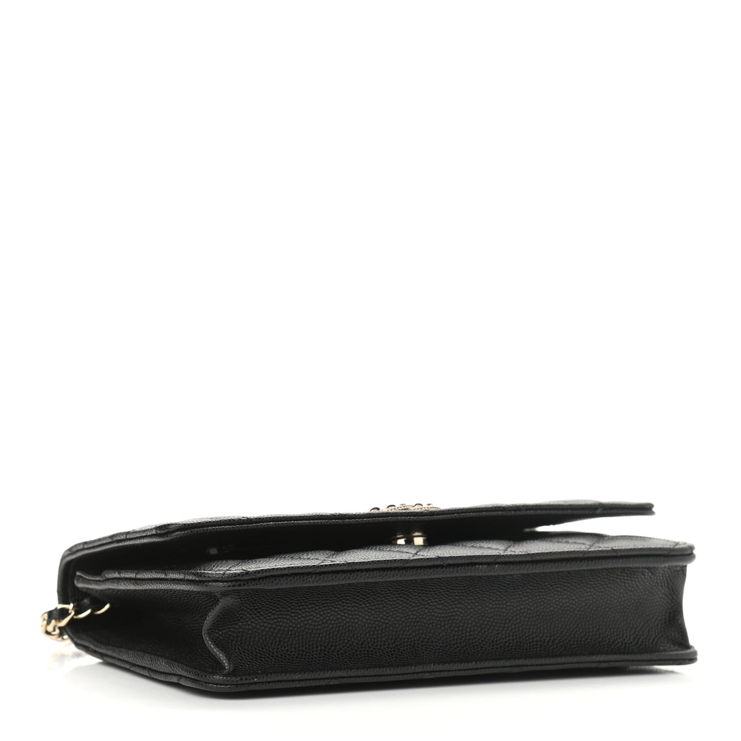 Caviar Quilted Crystal CC Wallet On Chain WOC Black