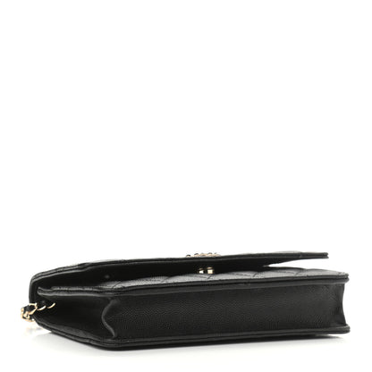 Chanel Caviar Quilted Crystal CC Wallet On Chain WOC Black 4 of 12