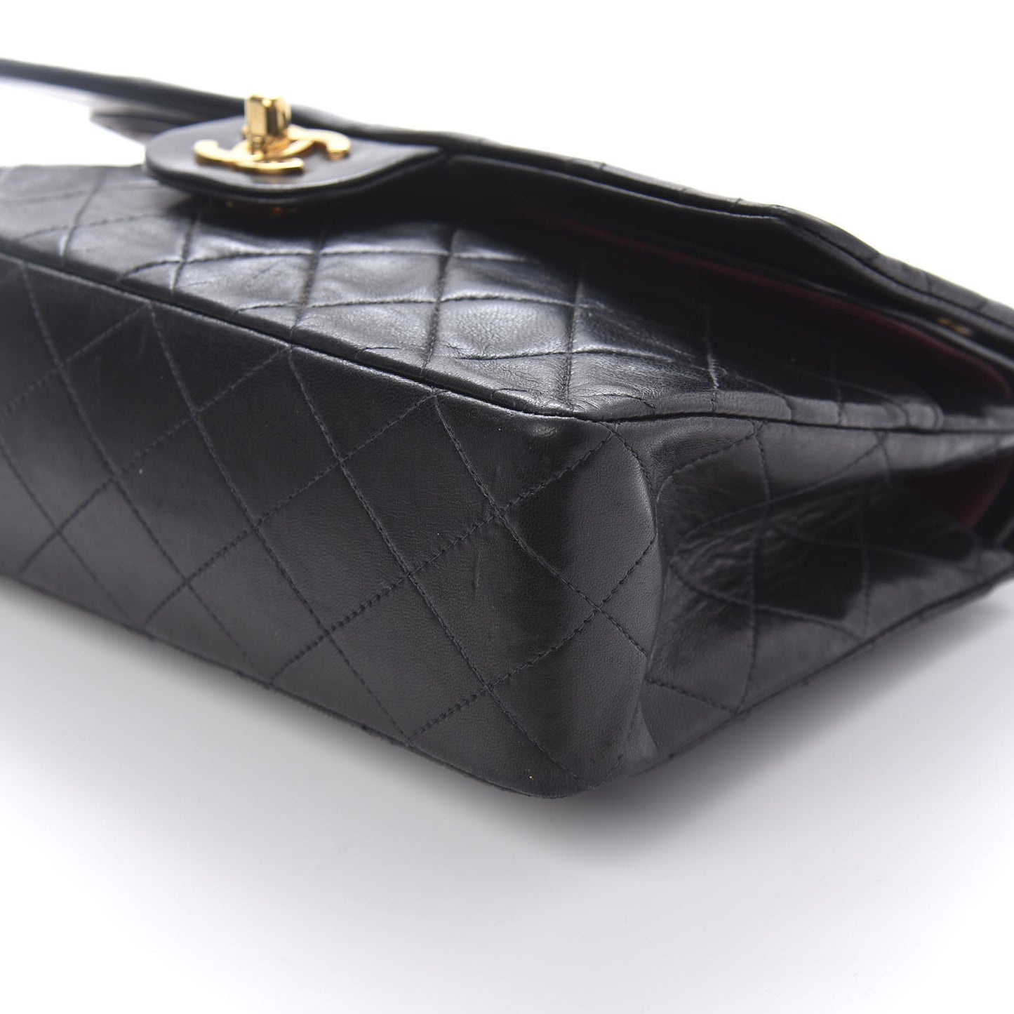 Lambskin Quilted Medium Double Flap Black
