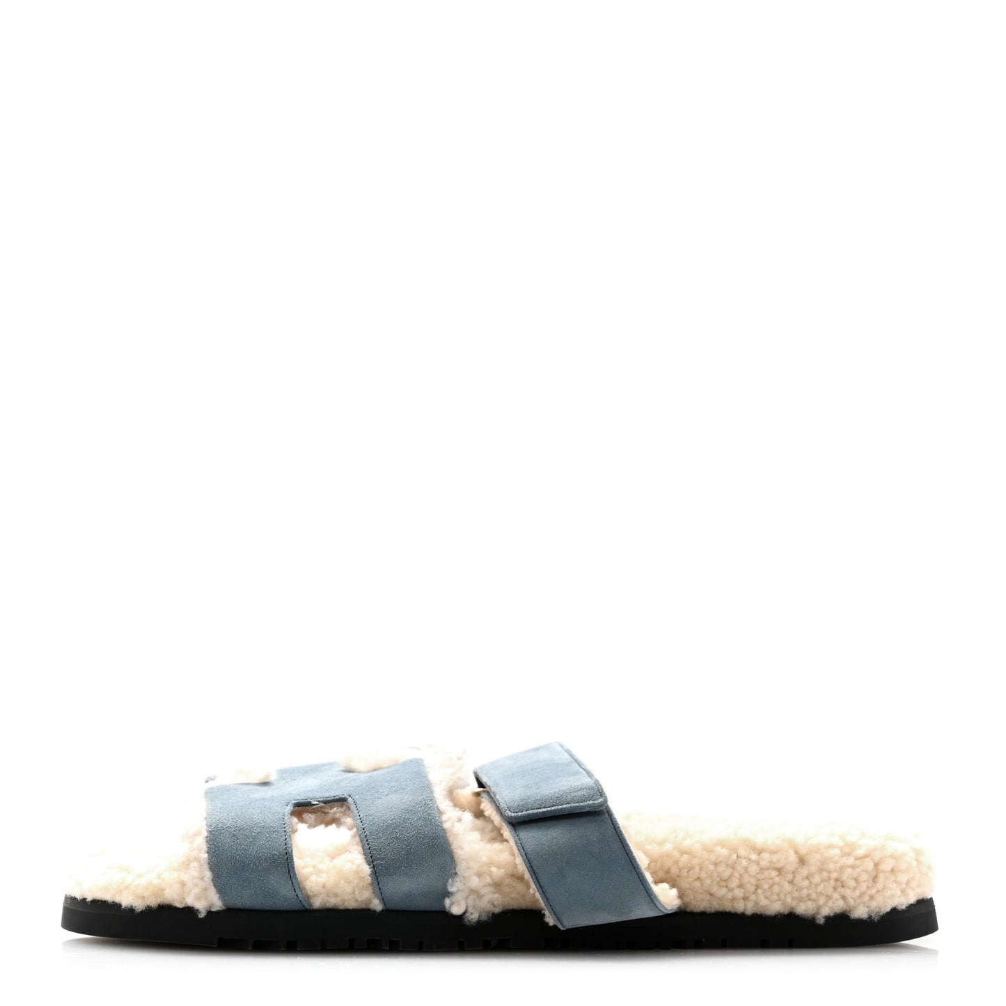Suede Goatskin Woolskin Womens Chypre Sandals 40 Bleu Pinede Ecru