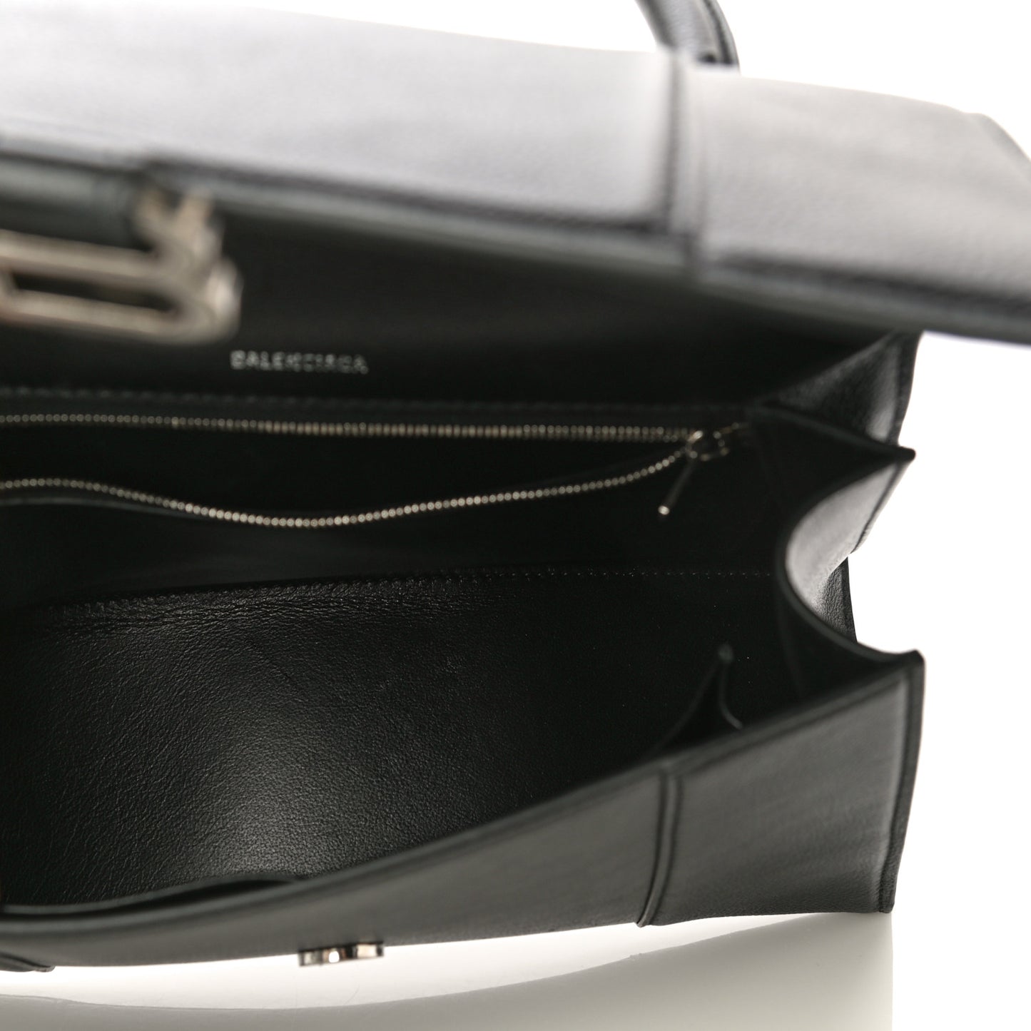 Grained Calfskin Medium Hourglass Top Handle Bag Black