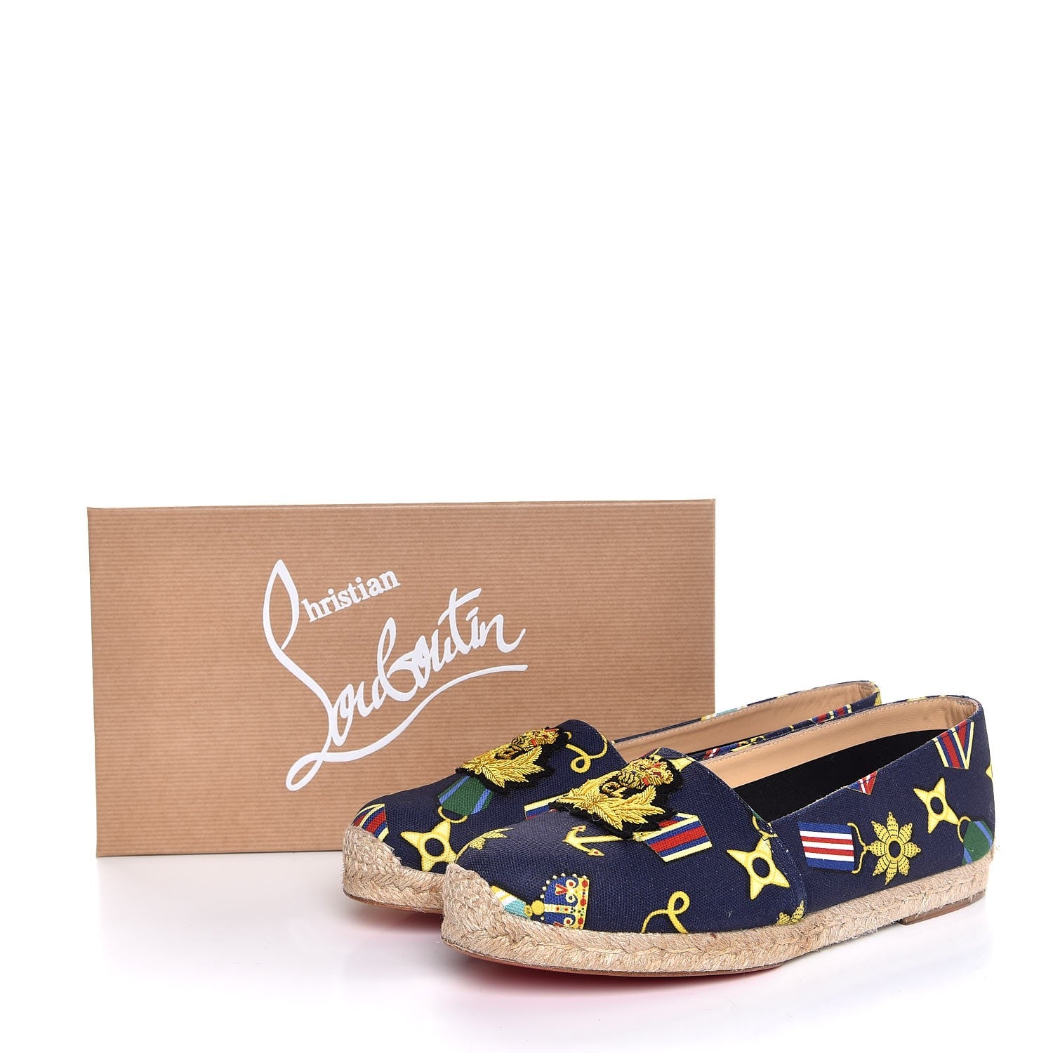 Christian Louboutin Tissu Galia Flat Espadrille 40 Navy Gold 8 of 8