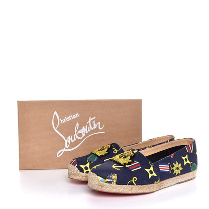 Christian Louboutin Tissu Galia Flat Espadrille 40 Navy Gold 8 of 8