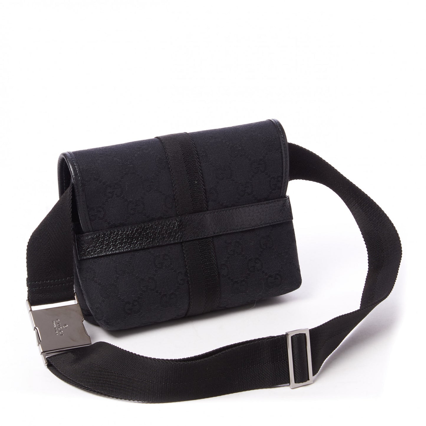 GG Monogram Web Buckle Belt Bag Black