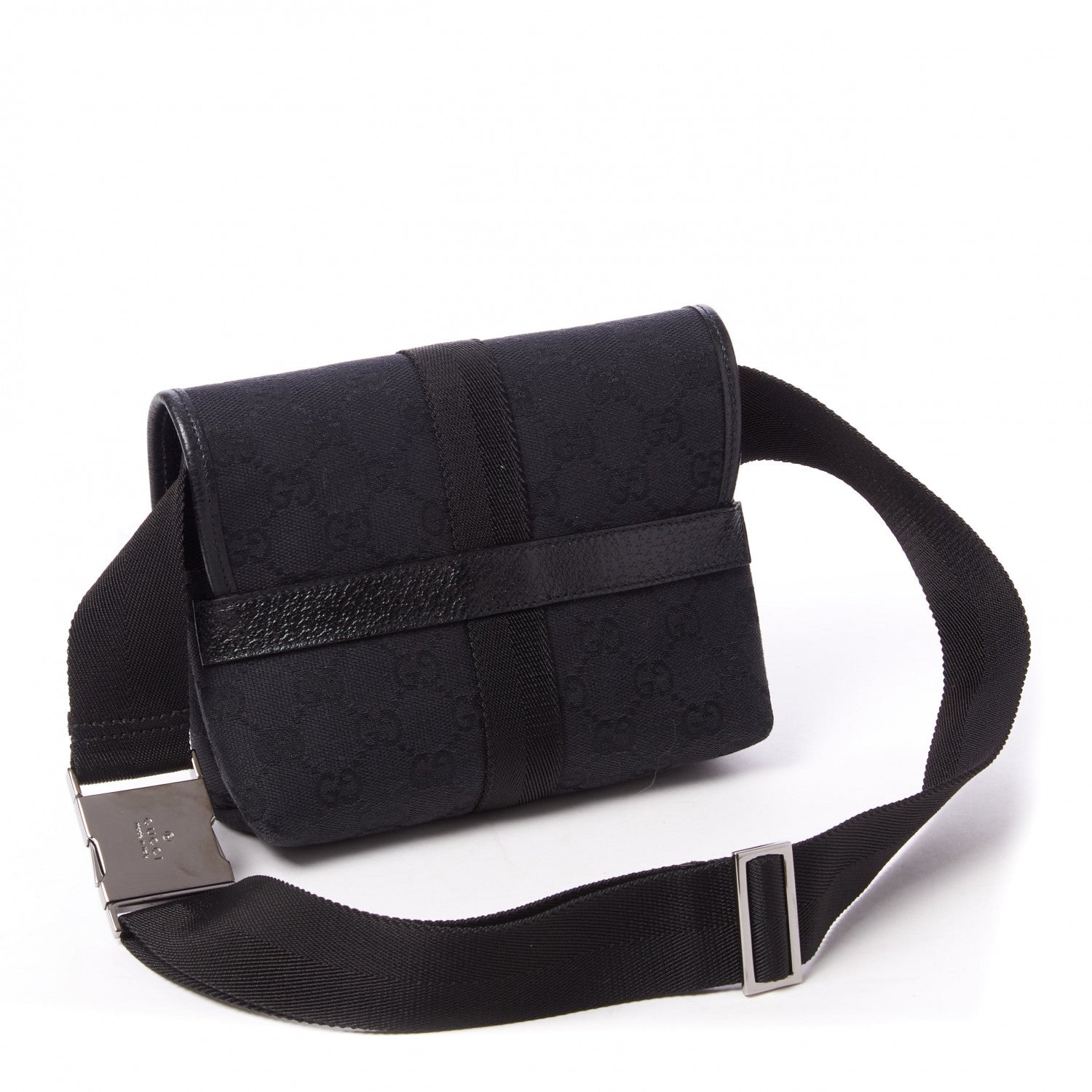 Gucci GG Monogram Web Buckle Belt Bag Black 2 of 8