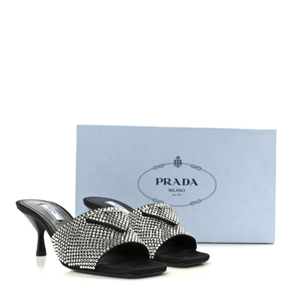 Prada Satin Crystal Logo 65mm Slide Sandals 36 Cristal 9 of 9