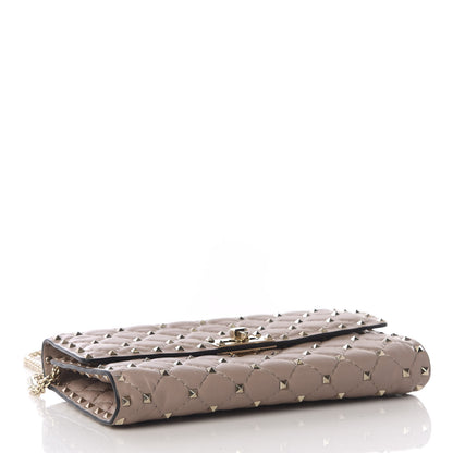 Valentino Garavani Lambskin Rockstud Spike Wallet on Chain Poudre 3 of 8