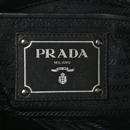 Prada Tessuto Nylon Calfskin Dome Satchel Black 6 of 11