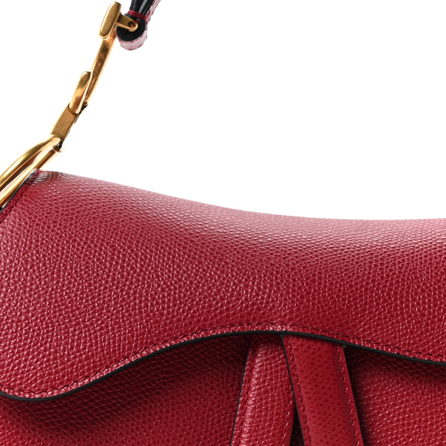 Christian Dior Grained Calfskin Mini Saddle Bag Red 8 of 10