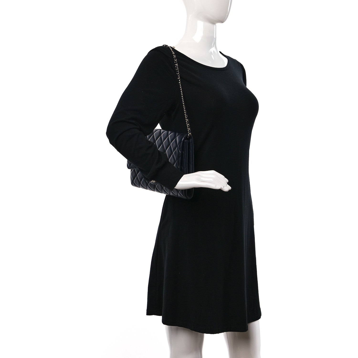 Chanel Lambskin Quilted Clutch with Chain Flap Navy 3 of 9