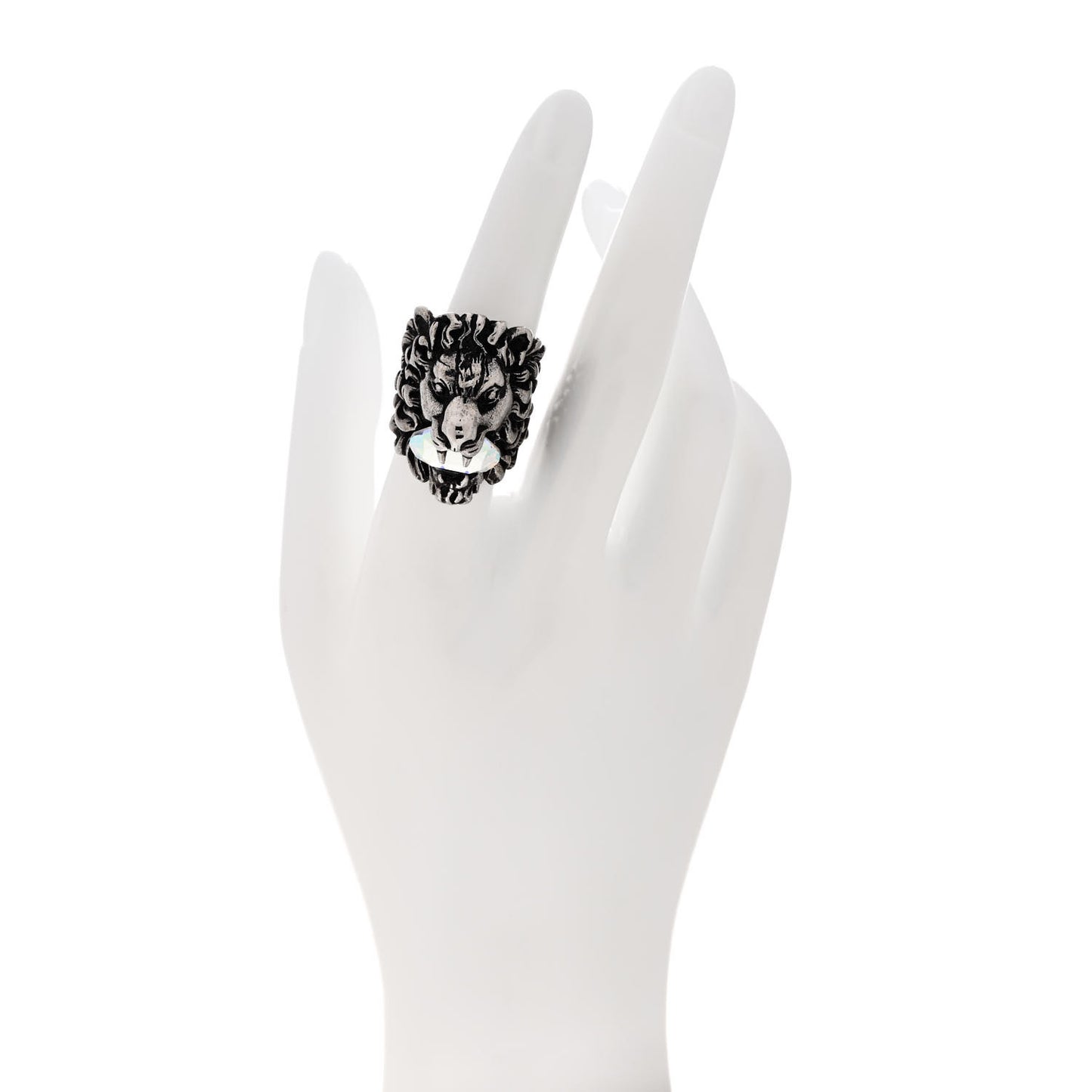 Metal Crystal Lion Head Ring 16 7.5 multicolor 56 7.5 Silver