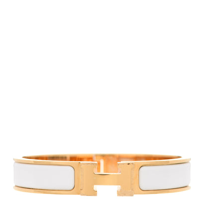 Hermes Enamel Narrow Clic Clac H Bracelet GM White 1 of 5