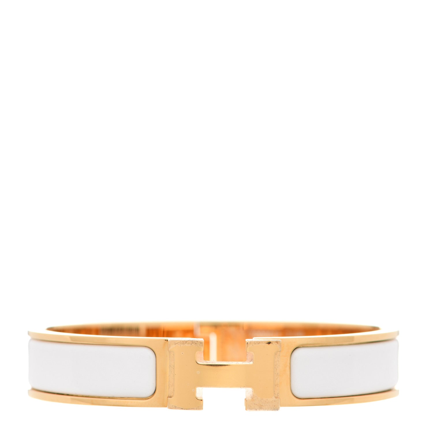 Hermes Enamel Narrow Clic Clac H Bracelet GM White 1 of 5