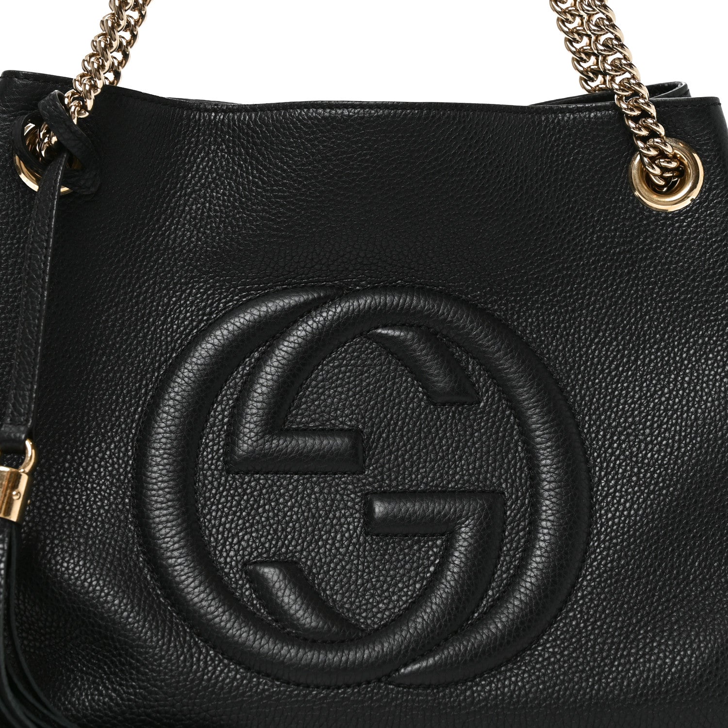 Gucci Pebbled Calfskin Medium Soho Chain Shoulder Bag Black 7 of 9