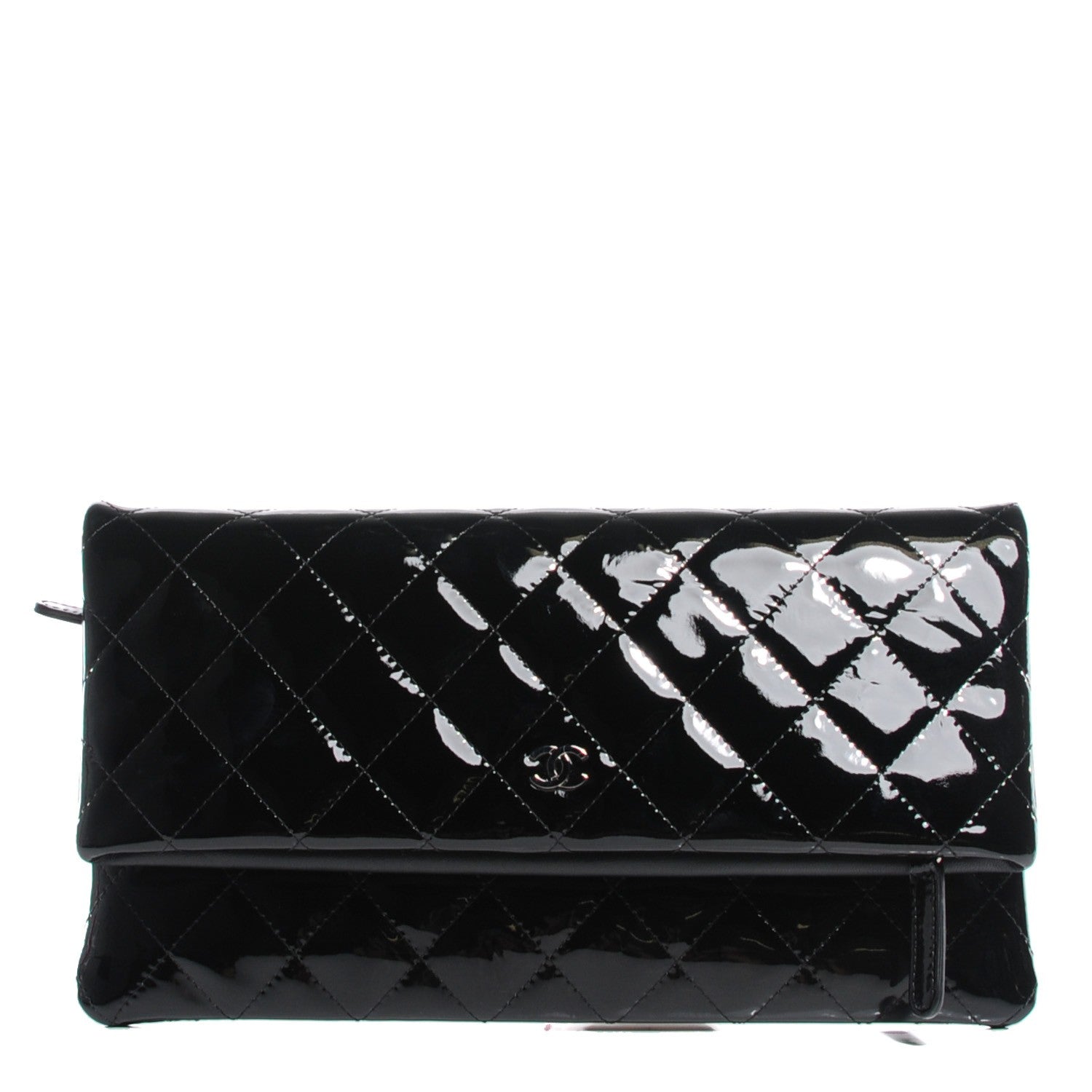 Chanel Patent Calfskin Quilted Beauty CC Clutch Black 1 of 7