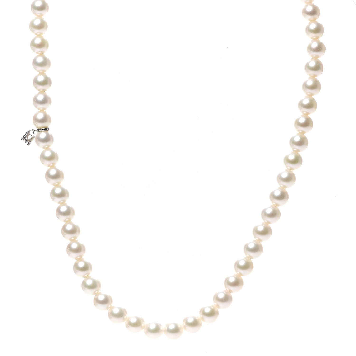 Mikimoto Sterling Silver Pearl 7-7.5mm Strand Necklace 16.5" 1 of 5