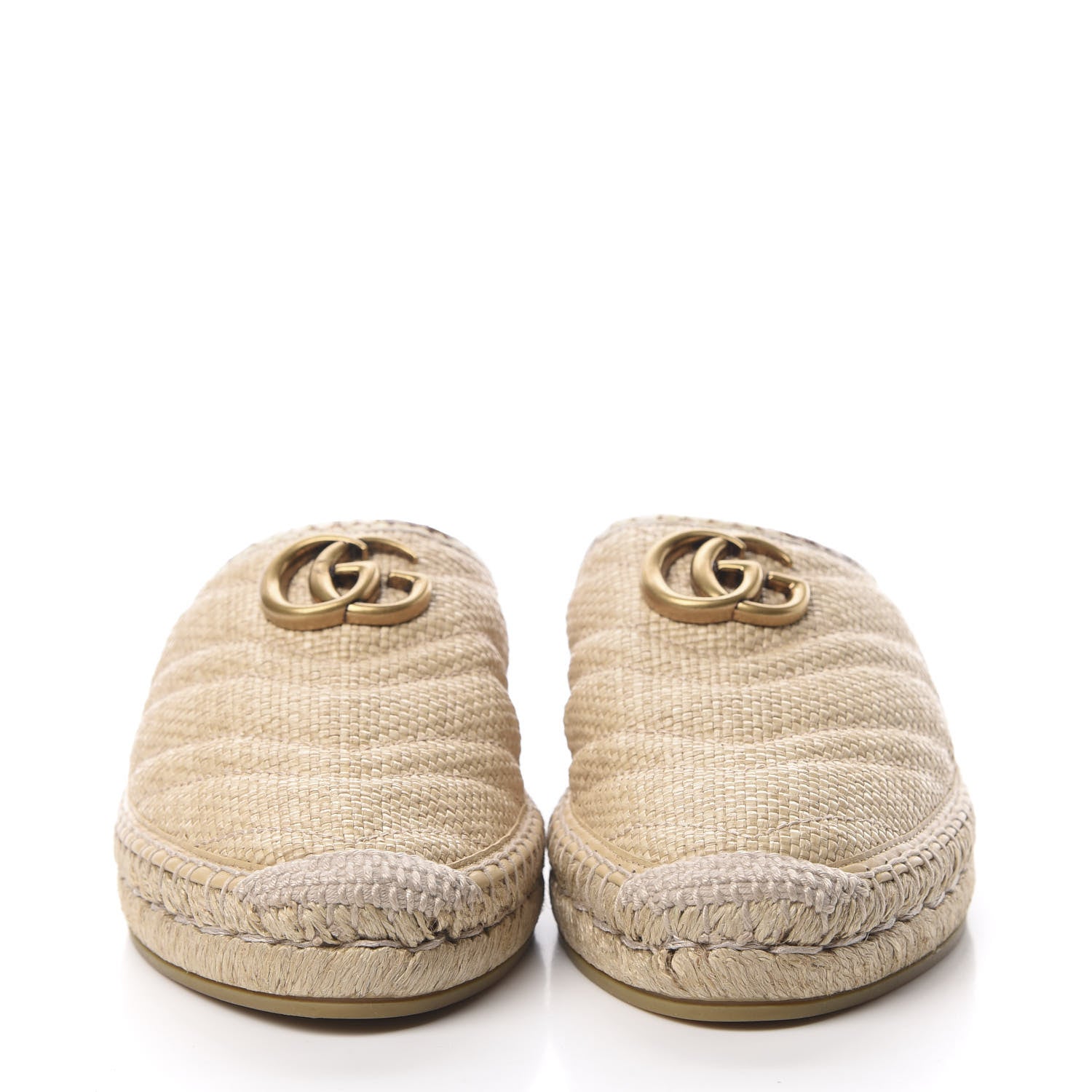 Gucci Raffia Elaphe Matelasse GG Marmont Espadrille Slippers 39 Natural Cream Brown 2 of 8