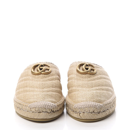 Gucci Raffia Elaphe Matelasse GG Marmont Espadrille Slippers 39 Natural Cream Brown 2 of 8
