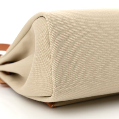 Hermes Military Toile Vache Hunter Herbag Zip Retourne 31 PM Beton Naturel 10 of 13