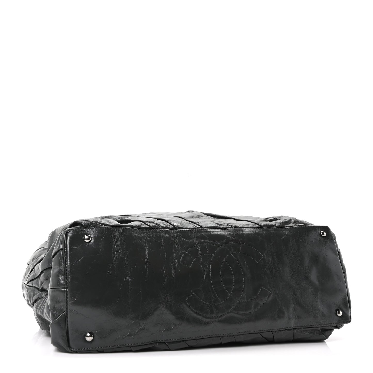 Glazed Calfskin Twisted Bowling Bag Grey